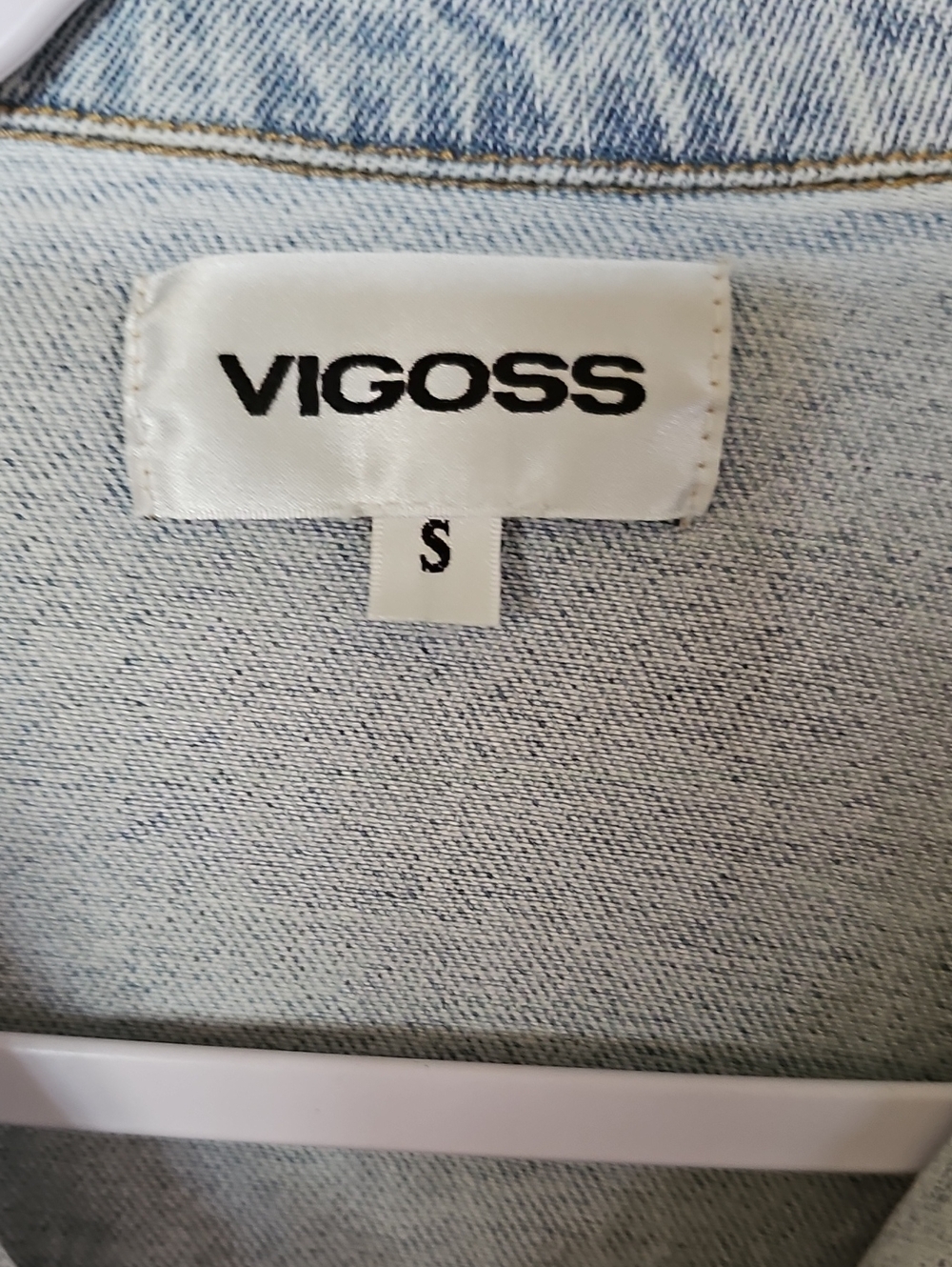 Vigoss Light Blue Denim Jacket with White Fringe. Fun Jacket! Size S. - Picture 3 of 4